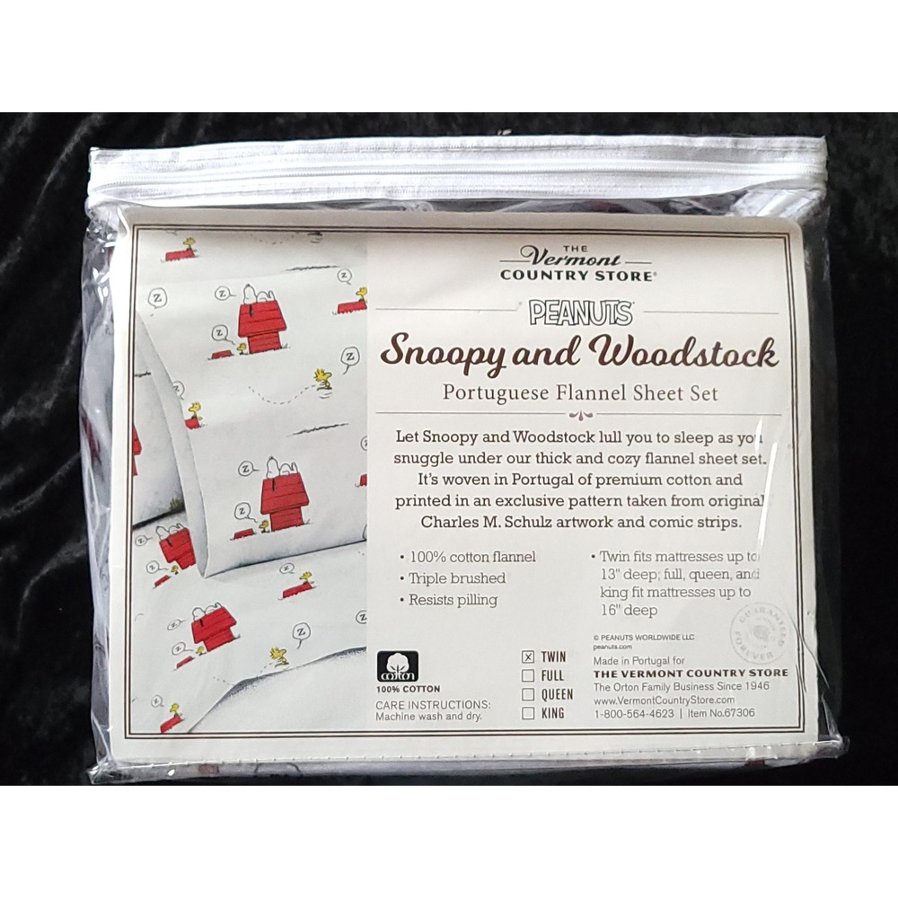 Vermont Country Store Peanuts Snoopy Woodstock Twin Sheet Set New!